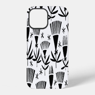 Black White Abstract Flowers: Elegant Pattern iPhone 12 Case