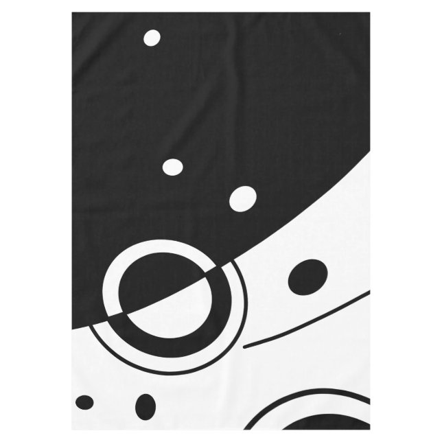 Black & White Abstract Geometric Art Tablecloth (Front)