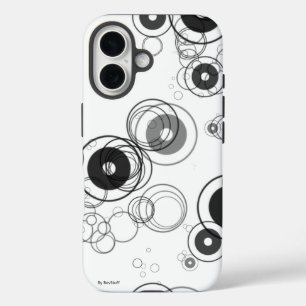  Black & White Abstract Geometric Circle Pattern  iPhone 16 Case