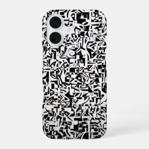 Black White Abstract Geometric iPhone 16 Case