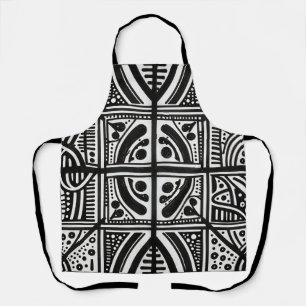 Black White Abstract Geometric Pattern Apron