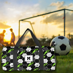Black & White Abstract Geometric Soccer Sports Duffle Bag
