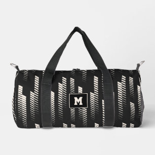 Black & White Abstract Geometric Stripes Sports Duffle Bag