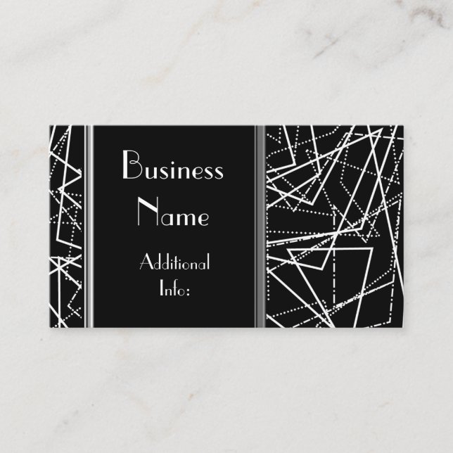 Black & White Abstract Lines Business Card (Front)