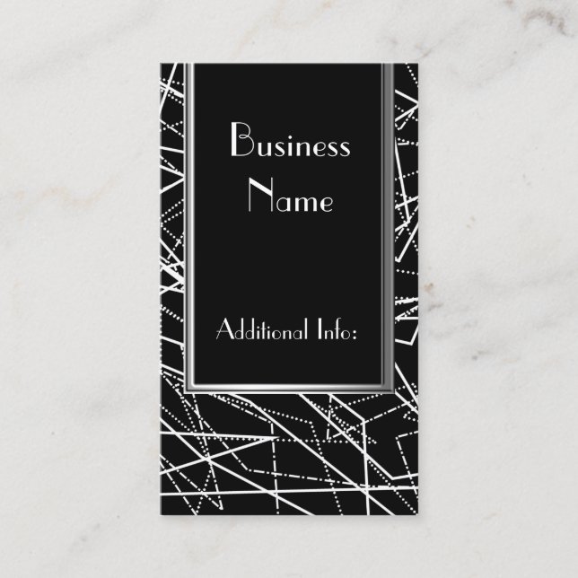 Black & White Abstract Lines Business Card 2 (Front)