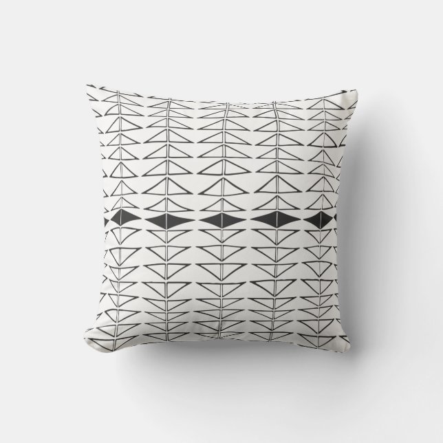 Black White Abstract Lines Shapes Quirky Pattern Cushion (Front)
