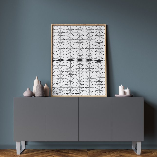 Black White Abstract Lines Shapes Quirky Pattern Poster (Creator Uploaded)
