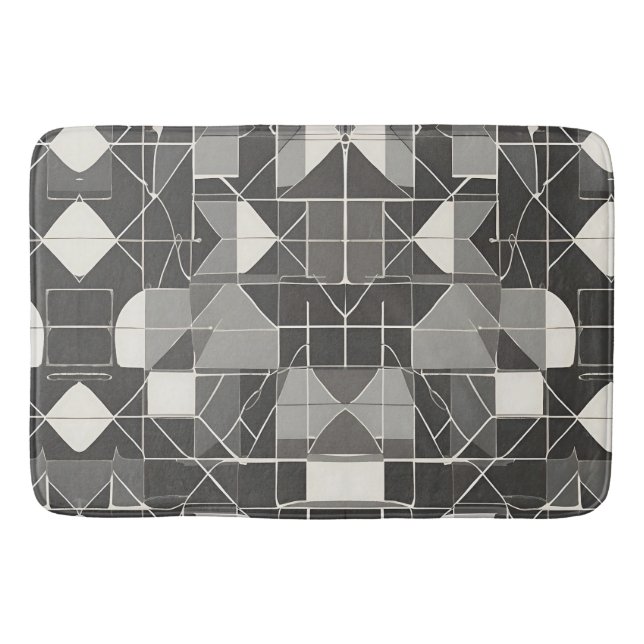 Black & White Abstract : Minimalist Style Bath Mat (Front)