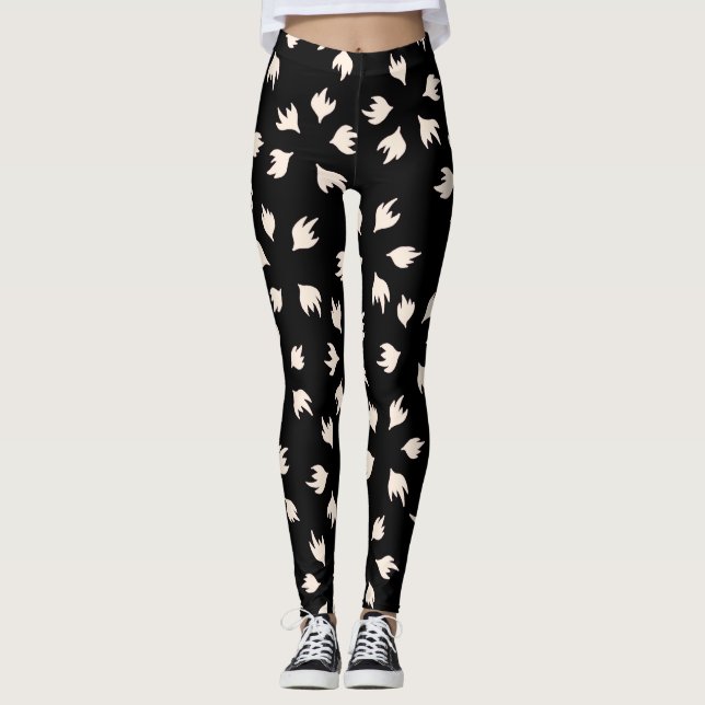 black &white  abstract modern  leggings (Front)
