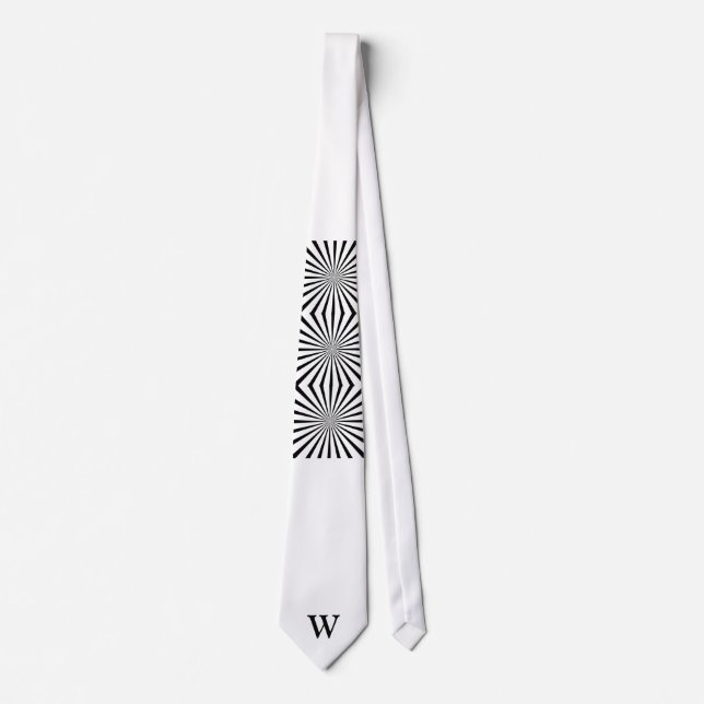 Black & White Abstract  Monogram  Tie (Front)