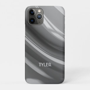 Black & White Abstract, Name White in Text Case-Mate iPhone Case