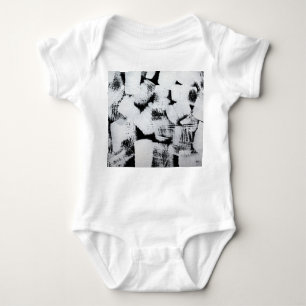 Black white, abstract painted canvas. baby bodysuit
