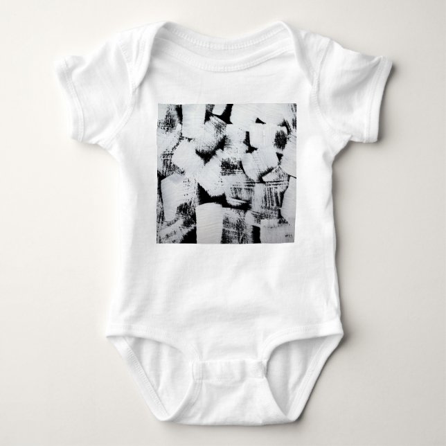 Black white, abstract painted canvas. baby bodysuit (Front)