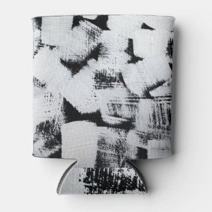 Black white, abstract painted canvas. can cooler