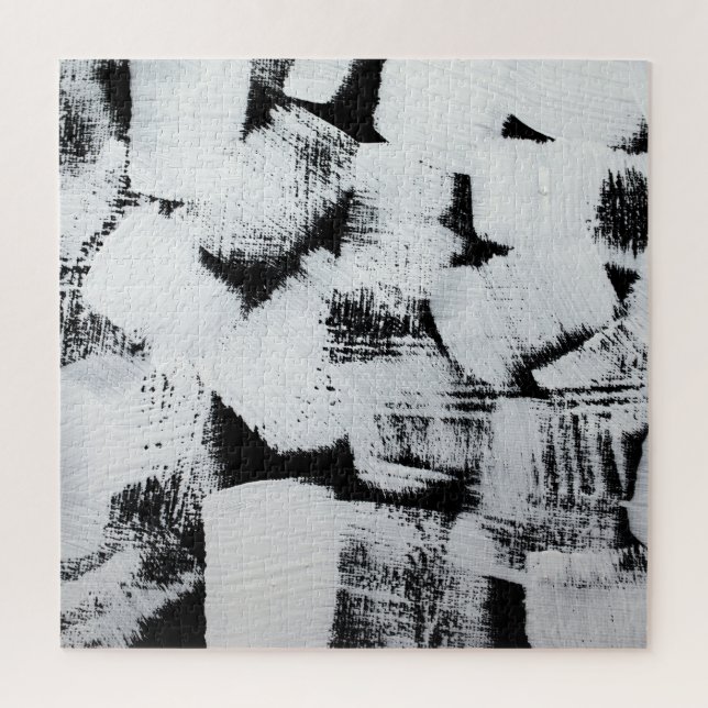 Black white, abstract painted canvas. jigsaw puzzle (Vertical)
