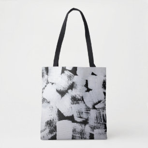 Black white, abstract painted canvas. tote bag