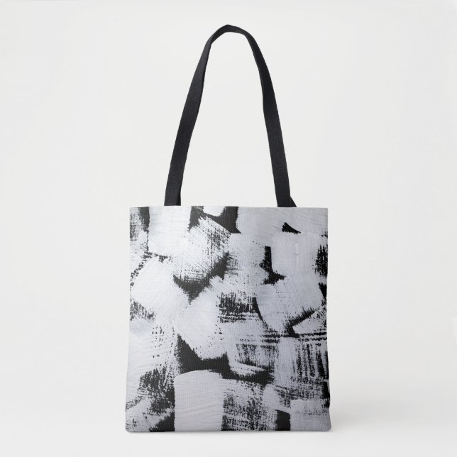 Black white, abstract painted canvas. tote bag (Front)