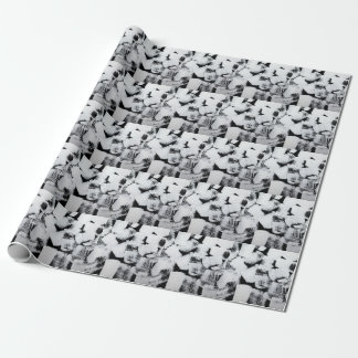 Black white, abstract painted canvas. wrapping paper