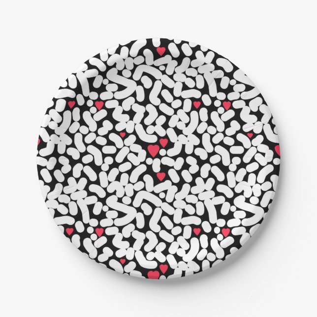 Black white abstract paper cup plate (Front)