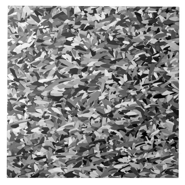 Black White Abstract Pattern Tile (Front)
