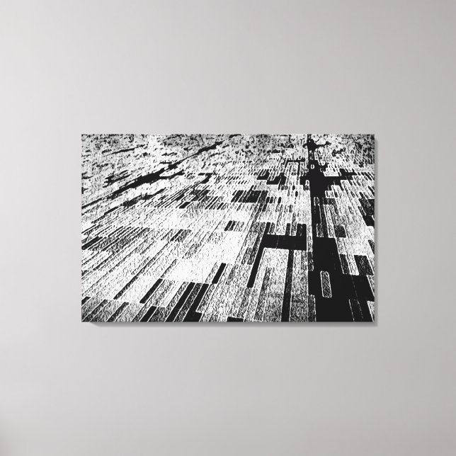 Black & White Abstract Perspective Canvas Wall Art (Front)