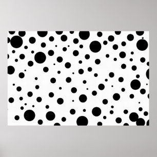 Black White Abstract Polka Dot Pattern Modern Poster