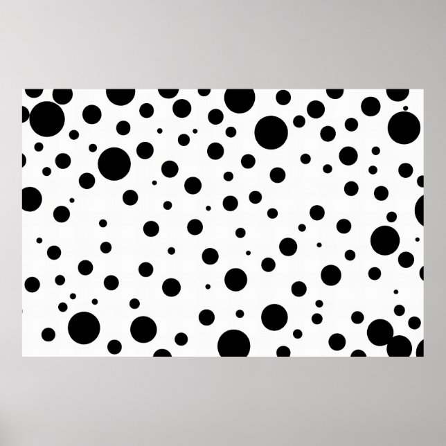 Black White Abstract Polka Dot Pattern Modern Poster (Front)