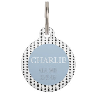 Black & White Abstract Print Personalised Pet Tag