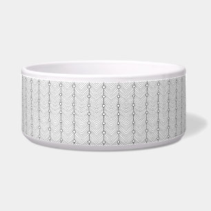 Black & White Abstract Retro Print Large Pet Bowl