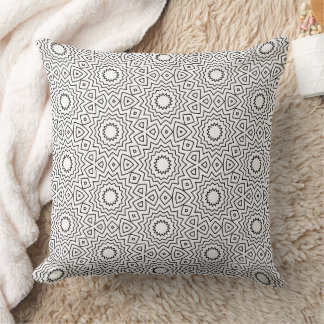 Black & White Abstract Seamless Mandala Design Cushion