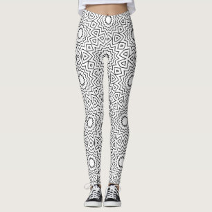 Black & White Abstract Seamless Mandala Design Leggings