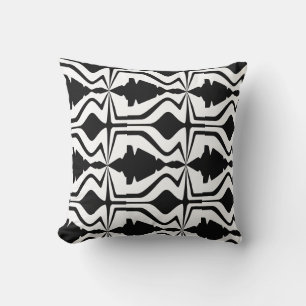 Black White Abstract Sound Wave Design Large Tiles Cushion