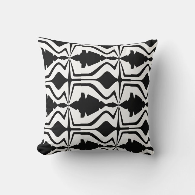 Black White Abstract Sound Wave Design Large Tiles Cushion (Front)