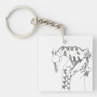 Black & white abstract stick  tapestries wood wall key ring