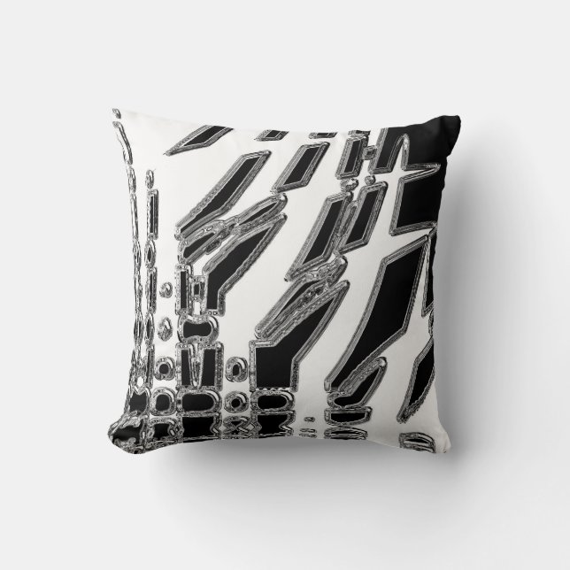 Black White Abstract Throw Pillow (Front)