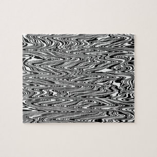 Black & White Abstract Zigzag Swirl Jigsaw Puzzle