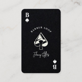 Black white Ace of spades barber shop Business Card