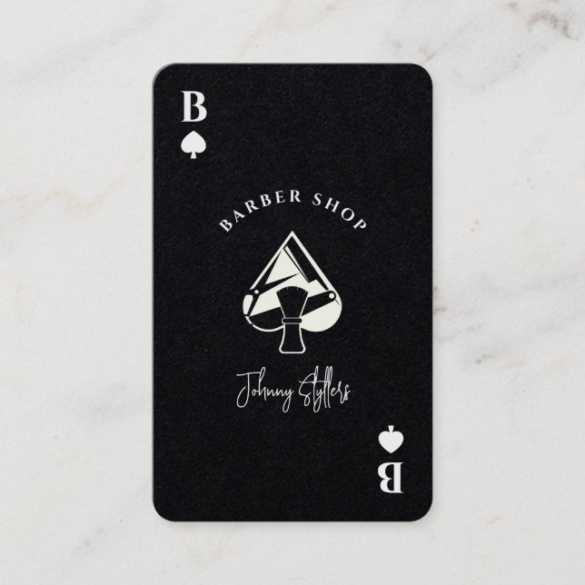 Black white Ace of spades barber shop Business Card (Front)