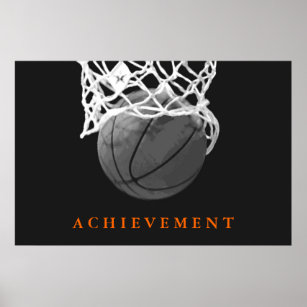 Black White Achievement Basketball Poster