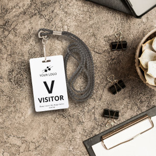 Black White Add Your Logo Visitor ID Badge