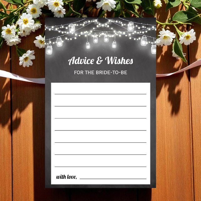 Black White Advice for Bride Mason Jar Card (Creator Uploaded)