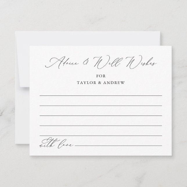 Black & White Advice & Well Wishes Wedding Cards (Front)