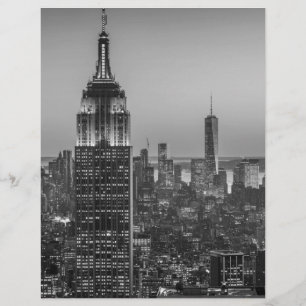 Black & White Aerial View of New York City Night