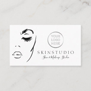 Black White Aesthetic Feminine Face Skin Logo Qr Business Card