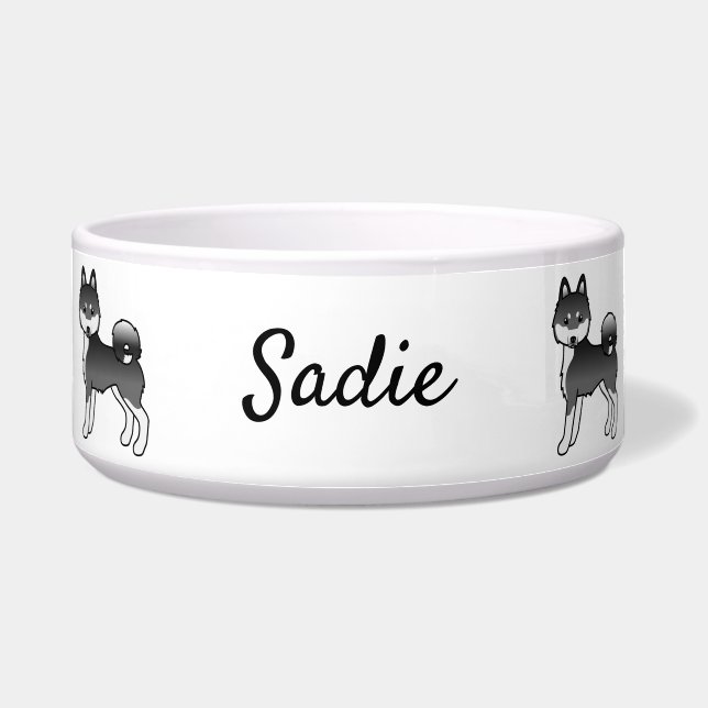 Black & White Alaskan Klee Kai Dog & Custom Name (Front)