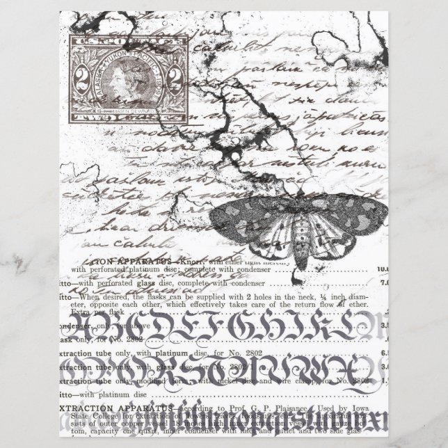 Black & White Alphabet Collage Scrapbook Paper (Back)