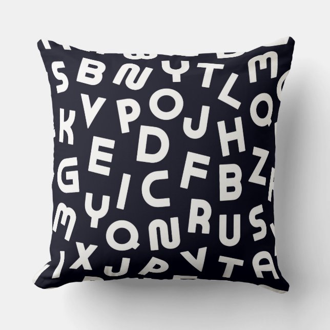 Black/White Alphabet Letter Pillow (Front)