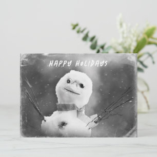 Black & White Altered Snowman Holiday Card