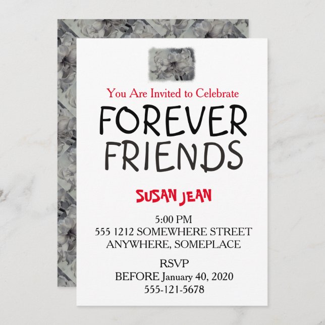 BLACK & WHITE AMARLLIS PARTY INVITATION (Front/Back)