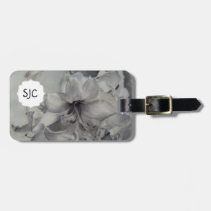 BLACK & WHITE AMARYLLIS LUGGAGE TAG